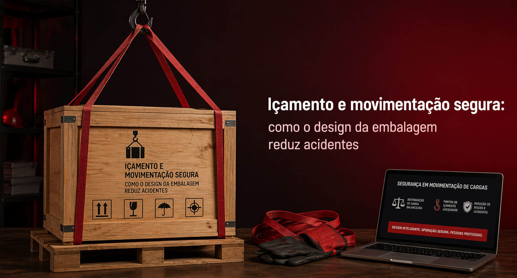 Movimentacao industrial com foco em seguranca e estabilidade de embalagem tecnica